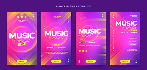 Gradient colorful music festival instagram stories