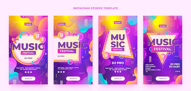 Storie di instagram del festival musicale colorato sfumato