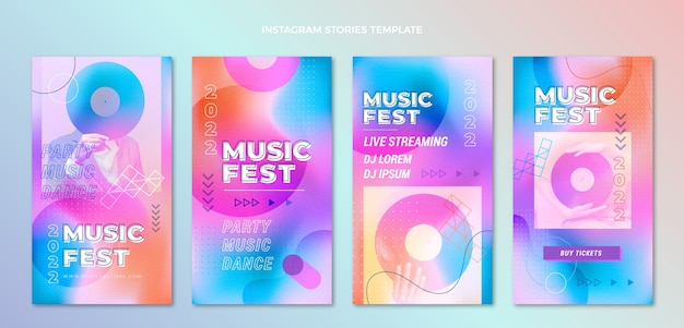 Storie di instagram del festival musicale colorato sfumato