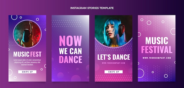 Gradient colorful music festival instagram stories