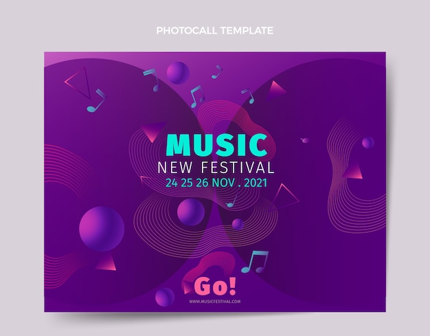 Gradient colorful music festival photocall template