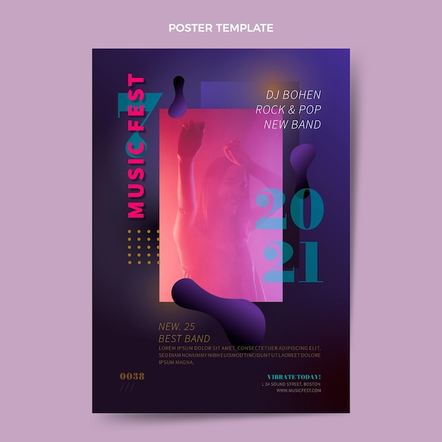 Vector gradient colorful music festival poster template