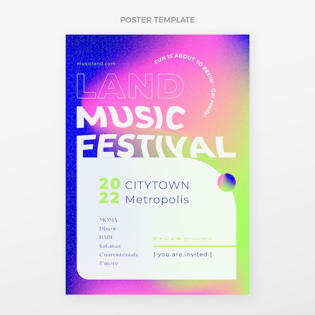 Gradient colorful music festival poster