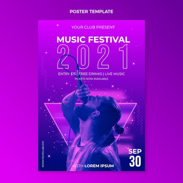 Poster del festival musicale colorato sfumato