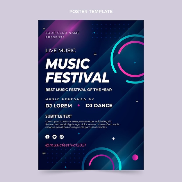 Poster del festival musicale colorato sfumato