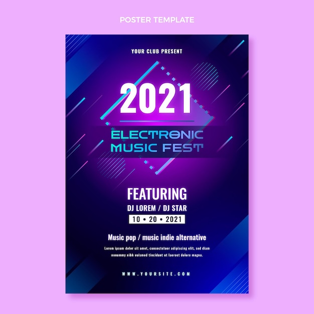 Gradient colorful music festival poster