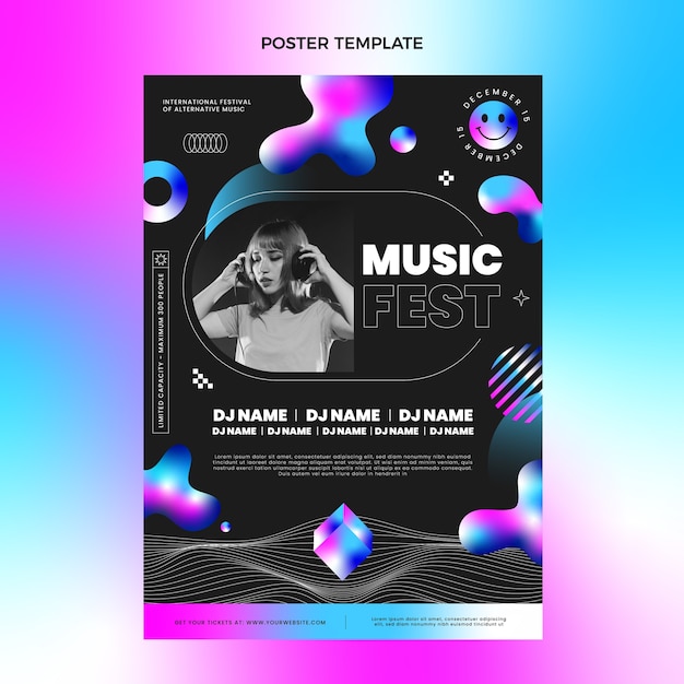 Gradient colorful music festival poster