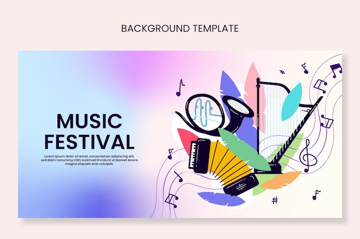 Vector gradient colorful music festival template