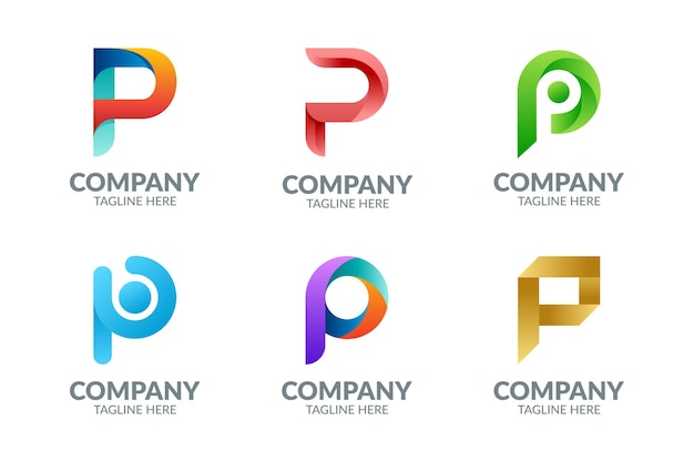 Collezione di logo p colorato sfumato