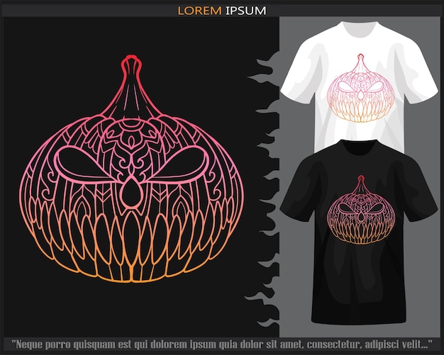 Gradient Colorful Pumpkin head mandala arts isolated on black and white t shirt