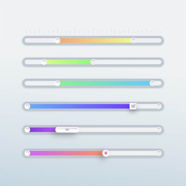 Vector gradient colorful sliders collection