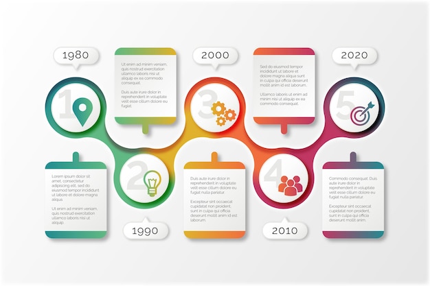 Gradiente colorato timeline infografica