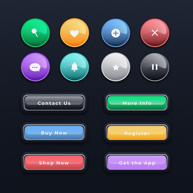 Vector gradient colorful web button set