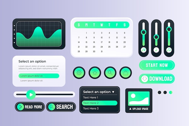 Gradient colorful web button set