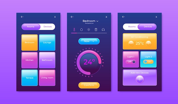 Vector gradient colorful web button set