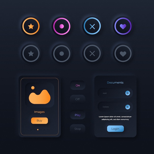 Vector gradient colorful web button set