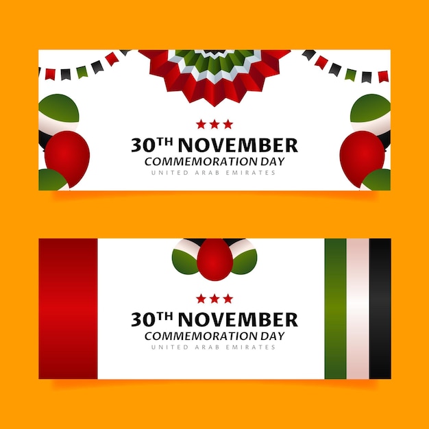 Vector gradient commemoration day horizontal banners set