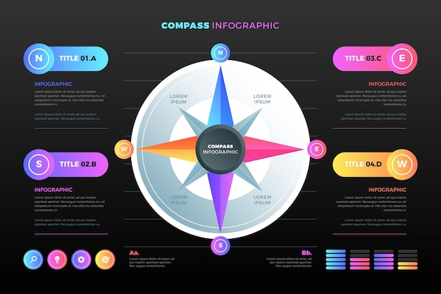 Vector gradient compass infographics concept