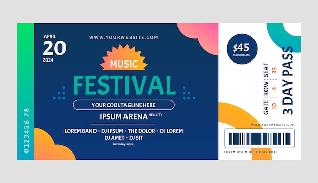 Vector gradient concert ticket template