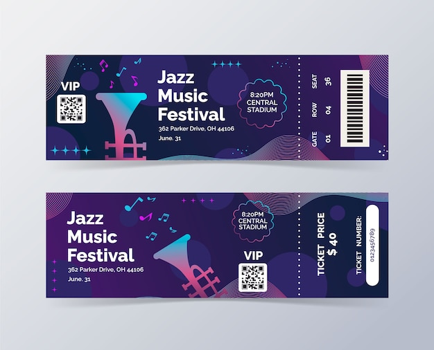 Vector gradient concert ticket template