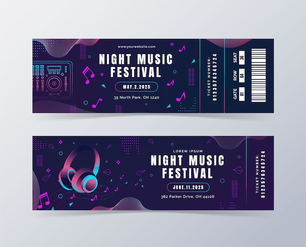 Gradient concert ticket template