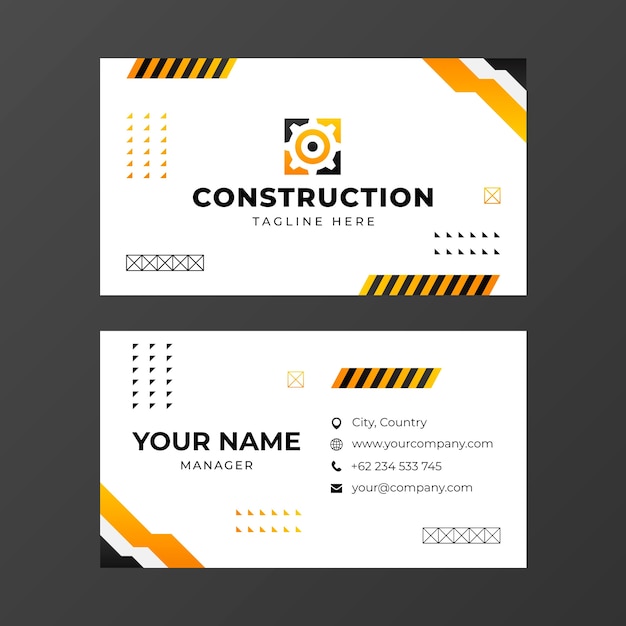 Gradient construction project horizontal business card