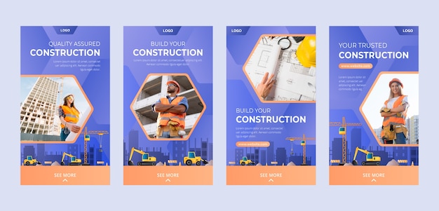 Vector gradient construction project instagram stories