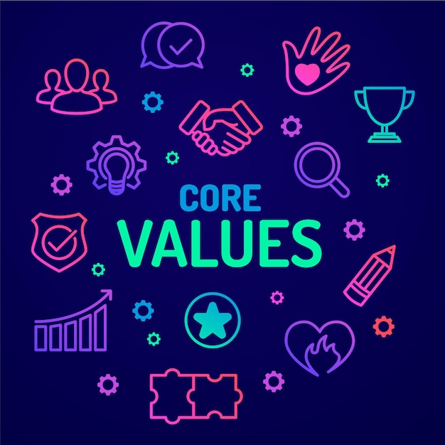 Gradient core values concept illustration