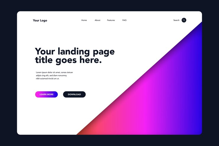 Vector gradient corner landing page