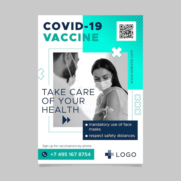 Vector gradient coronavirus vaccination flyer template