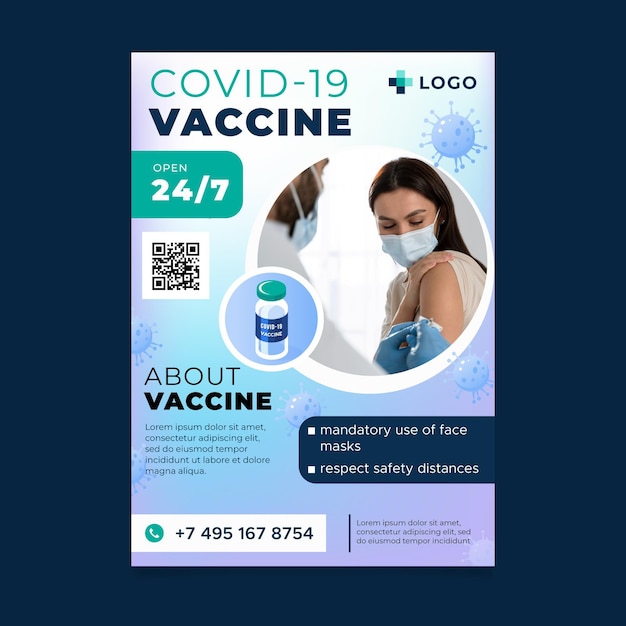 Vector gradient coronavirus vaccination flyer template