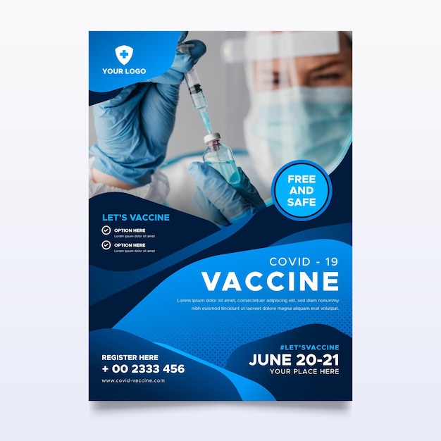 Vector gradient coronavirus vaccination flyer