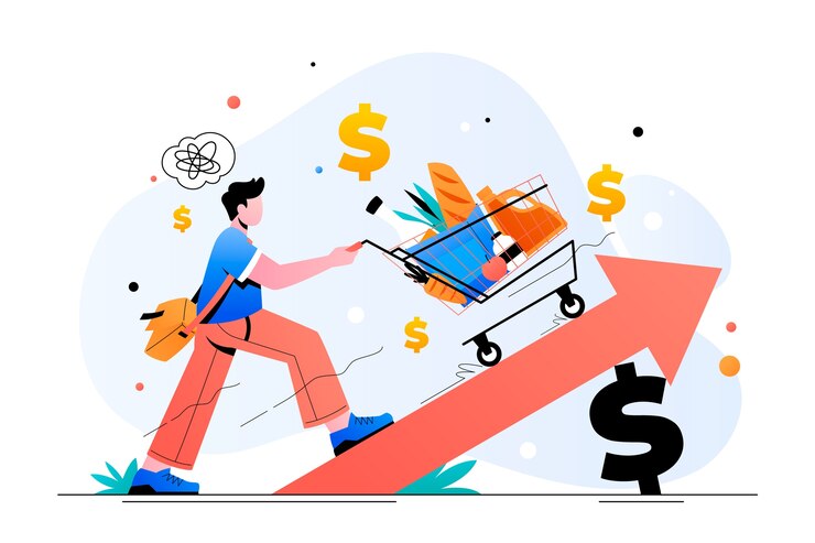 Vector gradient cost of living illustration