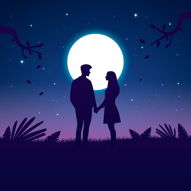 gradient couple night illustration