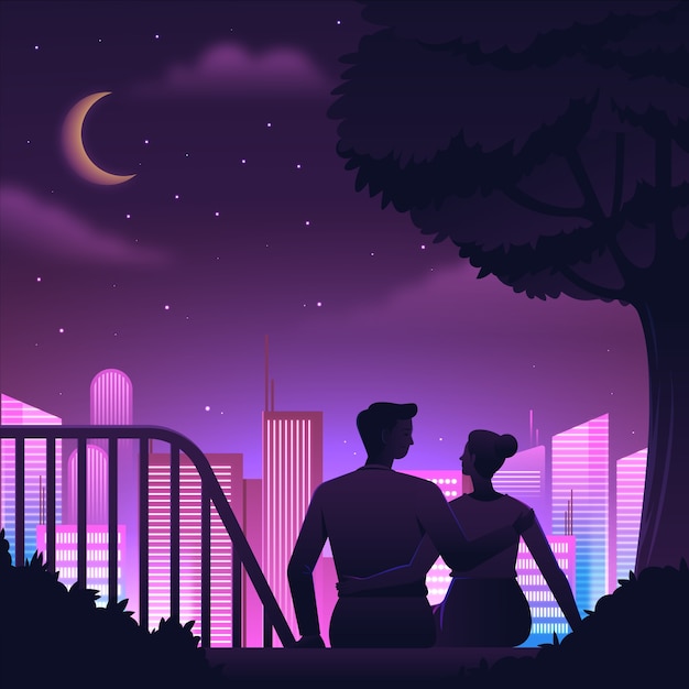 グラディエント・カップル・ナイトのイラスト