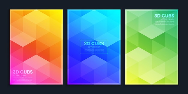 Gradient cover design with geometric cubes