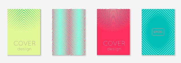 Gradient cover template set. Minimal trendy layout with halftone. Futuristic gradient cover template for banner, presentation and brochure. Minimalistic colorful shapes. Abstract business illustration