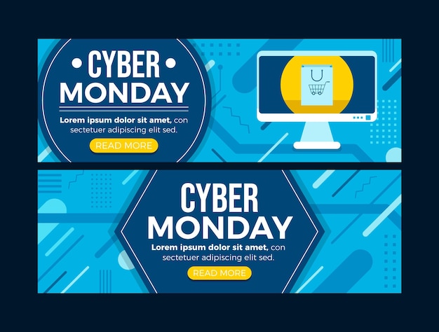 Vector gradiënt cyber maandag horizontale banners set