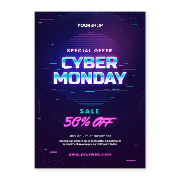 Gradient cyber monday poster template