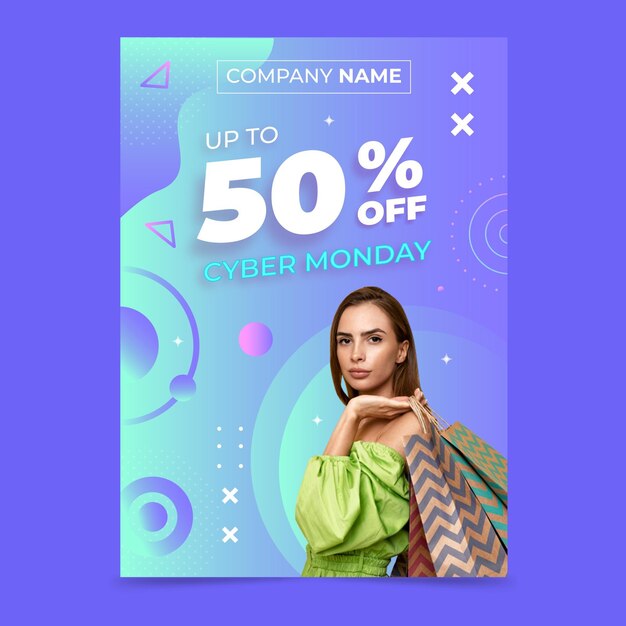 Gradient cyber monday vertical poster template