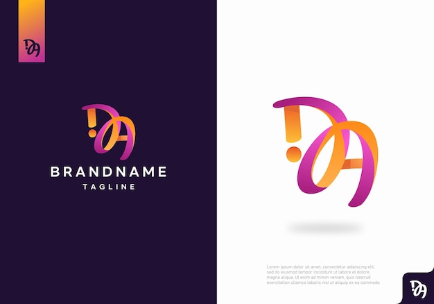 Gradient DA letter logo template