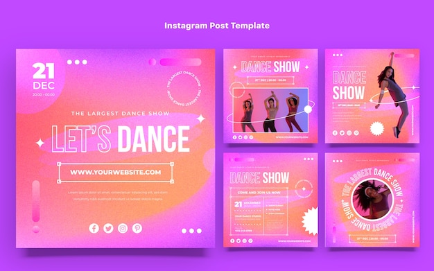 Gradient dance show instagram posts template