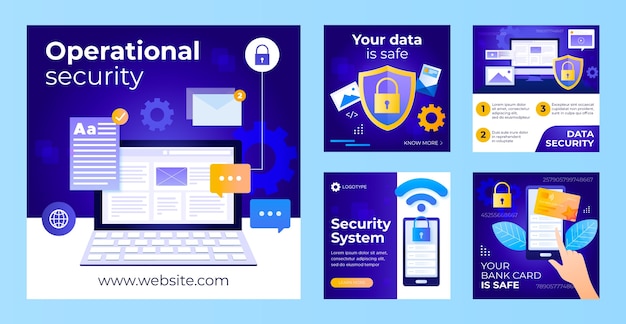 Vector gradient data privacy instagram post template