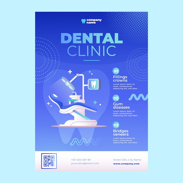 Gradient dental clinic design poster template