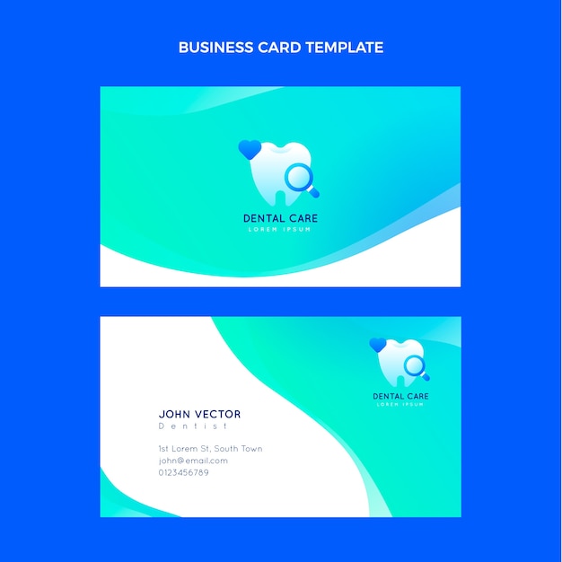 Gradient dental clinic horizontal business card