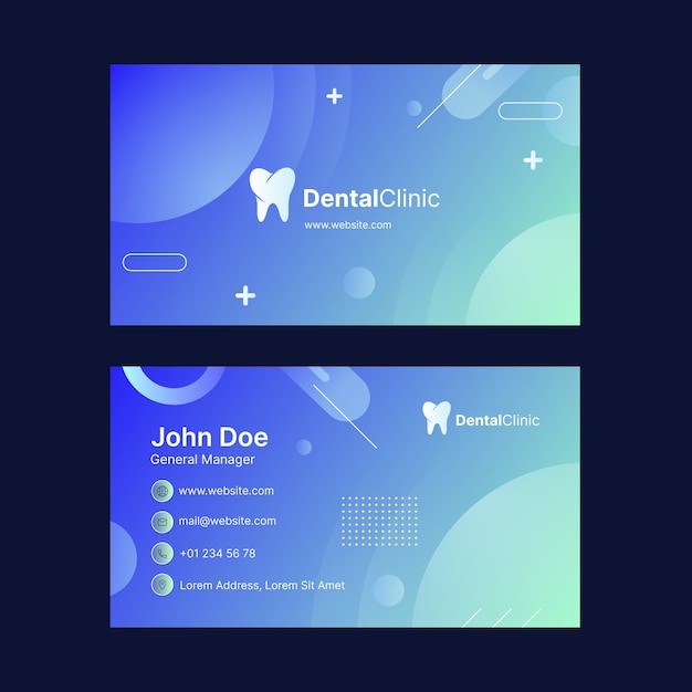 Vector gradient dental clinic horizontal business card