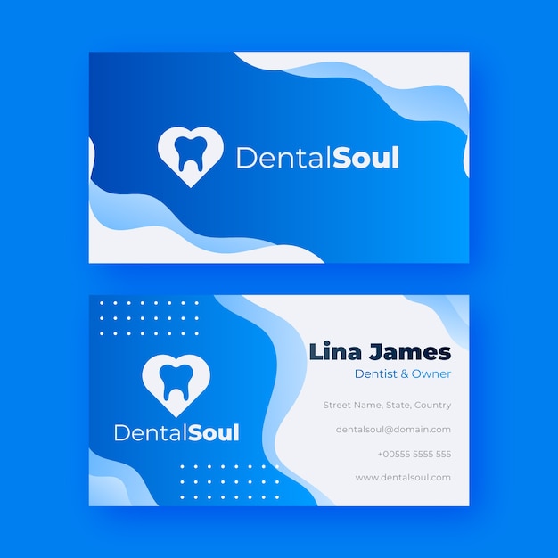 Gradient dental clinic horizontal business card