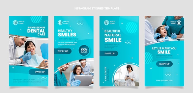 Vector gradient dental clinic instagram stories collection