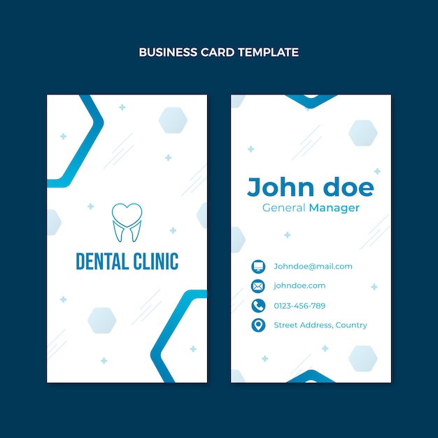 Vector gradient dental clinic vertical business card template