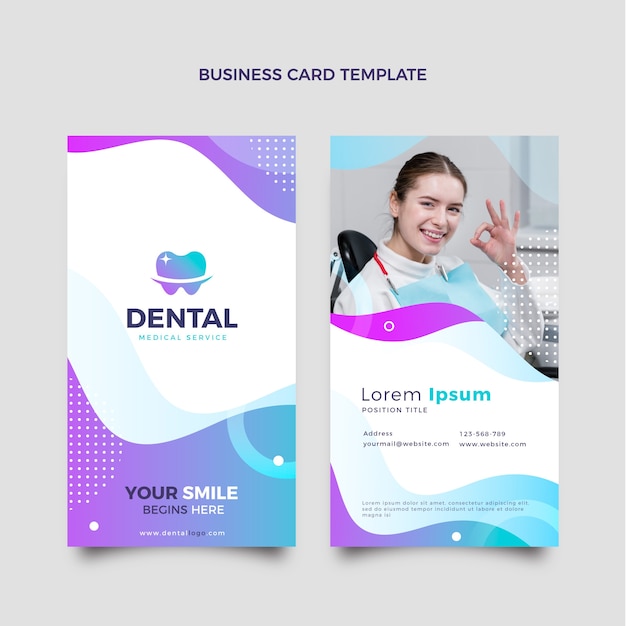 Vector gradient dental clinic vertical business card